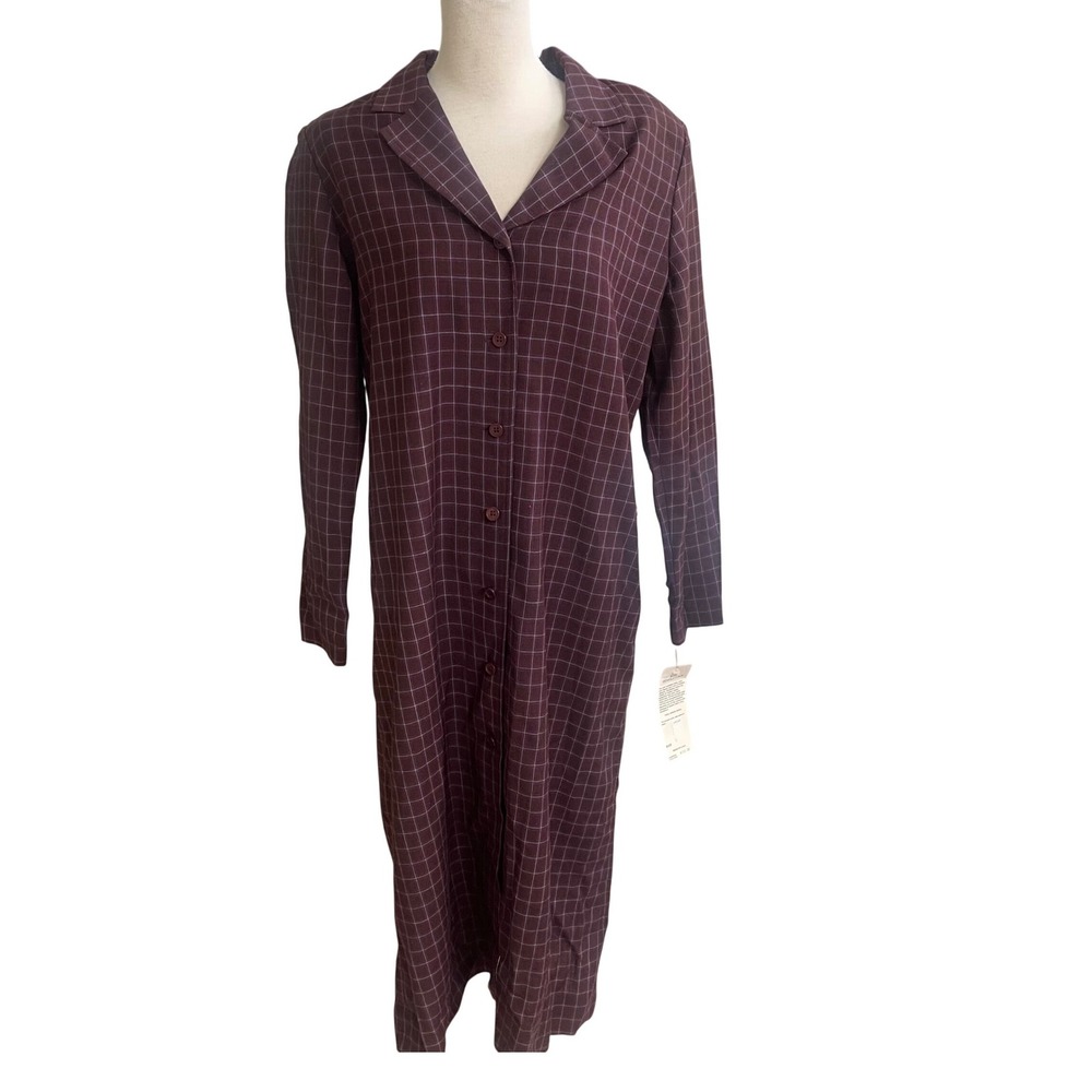 Miss Pendleton Vintage 100% Virgin Wool  Shirt Dress Burgundy Large NWT NO BELT